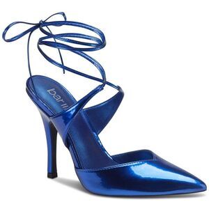 BAR III Womens Blue Padded Strappy Candace Pointed Toe Stiletto Pumps Shoes
